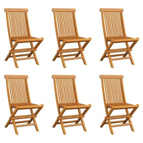 Folding garden chairs 6 units solid teak wood by vidaXL, Garden chairs - Ref: Foro24-3065527, Price: 342,99 €, Discount: %