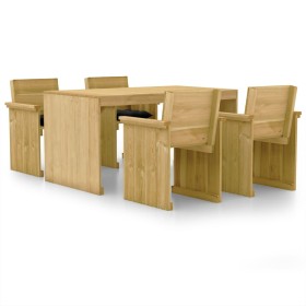 Set de comedor jardín 5 pzas con cojines madera pino impregnada de vidaXL, Conjuntos de jardín - Ref: Foro24-3065724, Precio:...