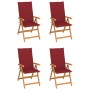 Garden chairs 4 pcs teak wood with red cushions by vidaXL, Garden chairs - Ref: Foro24-3065539, Price: 454,17 €, Discount: %