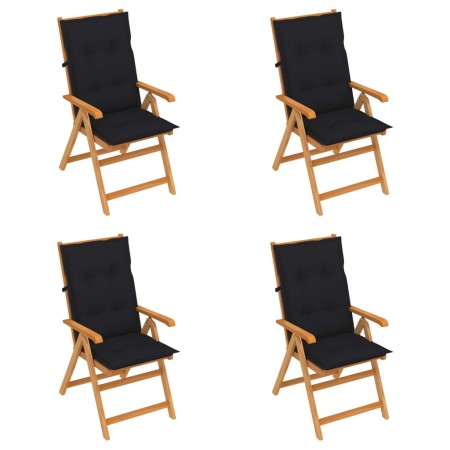 Garden chairs 4 units solid teak wood black cushions by vidaXL, Garden chairs - Ref: Foro24-3065552, Price: 437,16 €, Discoun...