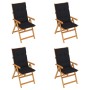 Garden chairs 4 units solid teak wood black cushions by vidaXL, Garden chairs - Ref: Foro24-3065552, Price: 437,16 €, Discoun...