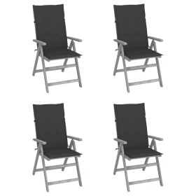 Reclining garden chairs 4 pcs cushions solid acacia wood by vidaXL, Garden chairs - Ref: Foro24-3065377, Price: 337,37 €, Dis...