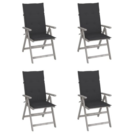 Reclining garden chairs 4 pcs cushions solid acacia wood by vidaXL, Garden chairs - Ref: Foro24-3065377, Price: 337,37 €, Dis...