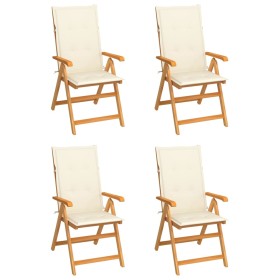 Garden chairs 4 pcs solid teak wood with cream cushions by vidaXL, Garden chairs - Ref: Foro24-3065532, Price: 451,73 €, Disc...