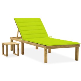 Garden sun lounger with table and cushion made of impregnated pine wood. by vidaXL, Loungers - Ref: Foro24-3065845, Price: 11...