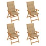 Garden chairs 4 units solid teak wood beige cushions by vidaXL, Garden chairs - Ref: Foro24-3065548, Price: 445,95 €, Discoun...