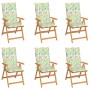 Garden chairs 6 pcs teak wood cushions printed leaves by vidaXL, Garden chairs - Ref: Foro24-3065572, Price: 623,90 €, Discou...