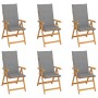 Garden chairs 6 pcs solid teak wood with gray cushions by vidaXL, Garden chairs - Ref: Foro24-3065561, Price: 723,99 €, Disco...