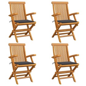 Garden chairs 4 units teak wood with anthracite gray cushions by vidaXL, Garden chairs - Ref: Foro24-3065617, Price: 311,41 €...