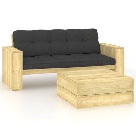 2-piece garden sofa set with impregnated pine wood cushions by vidaXL, Garden sets - Ref: Foro24-3065777, Price: 359,99 €, Di...