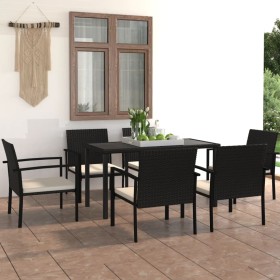 7-piece black synthetic rattan garden dining set by vidaXL, Garden sets - Ref: Foro24-3065708, Price: 383,41 €, Discount: %