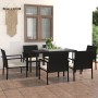 Conjunto de comedor de jardín 7 piezas ratán sintético negro de vidaXL, Conjuntos de jardín - Ref: Foro24-3065708, Precio: 39...