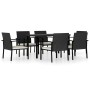 Conjunto de comedor de jardín 7 piezas ratán sintético negro de vidaXL, Conjuntos de jardín - Ref: Foro24-3065708, Precio: 39...