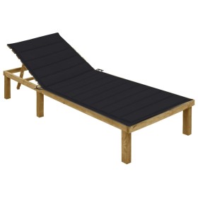 Sonnenliege mit schwarzem Kissen imprägniertes Kiefernholz von vidaXL, Liegen - Ref: Foro24-3065826, Preis: 117,99 €, Rabatt: %