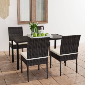 5-Piece Black Synthetic Rattan Garden Dining Set by vidaXL, Garden sets - Ref: Foro24-3065695, Price: 325,41 €, Discount: %