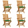 Garden chairs 4 pcs solid teak wood with green cushions by vidaXL, Garden chairs - Ref: Foro24-3065622, Price: 349,21 €, Disc...