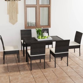 Conjunto de comedor de jardín 7 piezas ratán sintético negro de vidaXL, Conjuntos de jardín - Ref: Foro24-3065696, Precio: 45...