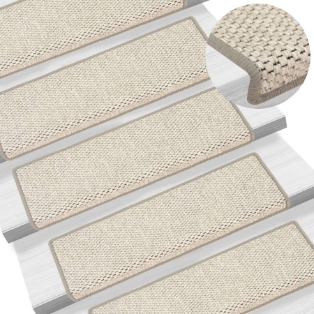 Alfombrilla autoadhesiva escalera sisal 15 uds beige 65x21x4 cm de vidaXL, Alfombrillas para escalones - Ref: Foro24-326882, ...