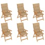 Garden chairs 6 units solid teak wood beige cushions by vidaXL, Garden chairs - Ref: Foro24-3065578, Price: 660,55 €, Discoun...