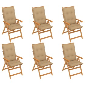 Garden chairs 6 units solid teak wood beige cushions by vidaXL, Garden chairs - Ref: Foro24-3065578, Price: 660,55 €, Discoun...