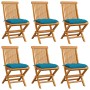 Garden chairs 6 pcs teak wood with light blue cushions by vidaXL, Garden chairs - Ref: Foro24-3065609, Price: 389,98 €, Disco...