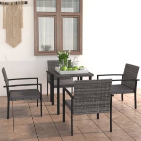 5-teiliges graues Garten-Ess-Set aus synthetischem Rattan von vidaXL, Gartensets - Ref: Foro24-3065712, Preis: 242,29 €, Raba...