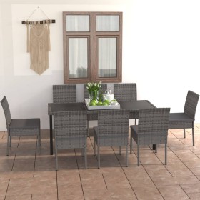 Juego de comedor para jardín 9 piezas ratán sintético gris de vidaXL, Conjuntos de jardín - Ref: Foro24-3065704, Precio: 529,...