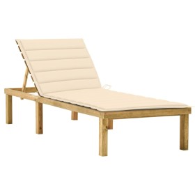 Sun lounger with cream cushion made of impregnated pine wood. by vidaXL, Loungers - Ref: Foro24-3065851, Price: 126,78 €, Dis...