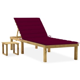 Tumbona de jardín con mesa y cojín de madera de pino impregnada de vidaXL, Tumbonas - Ref: Foro24-3065843, Precio: 112,99 €, ...