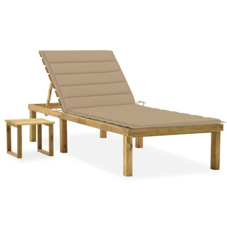 Garden lounger with impregnated pine wood table and cushion by vidaXL, Loungers - Ref: Foro24-3065837, Price: 125,08 €, Disco...