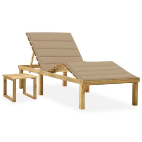 Gartenliege mit Tisch und Kissen aus imprägniertem Kiefernholz von vidaXL, Liegen - Ref: Foro24-3065867, Preis: 132,13 €, Rab...