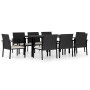 Conjunto de comedor de jardín 9 piezas ratán sintético negro de vidaXL, Conjuntos de jardín - Ref: Foro24-3065710, Precio: 49...