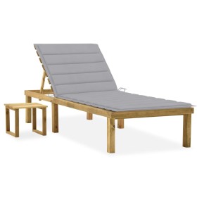 Garden lounger with impregnated pine wood table and cushion by vidaXL, Loungers - Ref: Foro24-3065835, Price: 130,11 €, Disco...