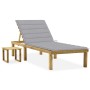 Tumbona de jardín con mesa y cojín de madera de pino impregnada de vidaXL, Tumbonas - Ref: Foro24-3065835, Precio: 118,99 €, ...