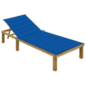 Lounger with royal blue impregnated pine wood cushion by vidaXL, Loungers - Ref: Foro24-3065829, Price: 120,08 €, Discount: %