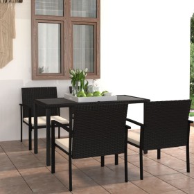 5-Piece Black Synthetic Rattan Garden Dining Set by vidaXL, Garden sets - Ref: Foro24-3065707, Price: 295,20 €, Discount: %