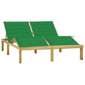 Tumbona doble y cojines madera pino impregnada verde de vidaXL, Tumbonas - Ref: Foro24-3065899, Precio: 224,99 €, Descuento: %