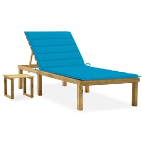 Garden lounger with impregnated pine wood table and cushion by vidaXL, Loungers - Ref: Foro24-3065838, Price: 120,99 €, Disco...