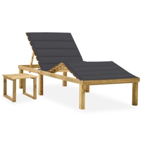 Garden sun lounger with table and cushion made of impregnated pine wood. by vidaXL, Loungers - Ref: Foro24-3065864, Price: 13...