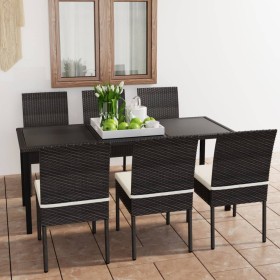 Garten-Essgruppe 7-teilig aus schwarzem synthetischem Rattan von vidaXL, Gartensets - Ref: Foro24-3065697, Preis: 490,20 €, R...