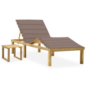 Garden sun lounger with table and cushion made of impregnated pine wood. by vidaXL, Loungers - Ref: Foro24-3065872, Price: 13...