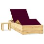 Gartenliege mit Tisch und Kissen aus imprägniertem Zirbenholz von vidaXL, Liegen - Ref: Foro24-3065963, Preis: 163,62 €, Raba...