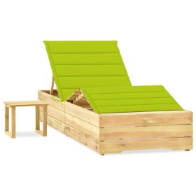 Garden lounger with impregnated pine wood table and cushion by vidaXL, Loungers - Ref: Foro24-3065965, Price: 163,99 €, Disco...