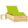 Tumbona de jardín con mesa y cojín de madera de pino impregnada de vidaXL, Tumbonas - Ref: Foro24-3065965, Precio: 176,19 €, ...