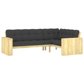 Garden corner bench and impregnated pine cushions 239 cm by vidaXL, garden benches - Ref: Foro24-3065759, Price: 525,99 €, Di...