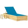 Tumbona de jardín con mesa y cojín de madera de pino impregnada de vidaXL, Tumbonas - Ref: Foro24-3065928, Precio: 143,34 €, ...