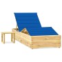 Tumbona de jardín con mesa y cojín de madera de pino impregnada de vidaXL, Tumbonas - Ref: Foro24-3065964, Precio: 177,13 €, ...