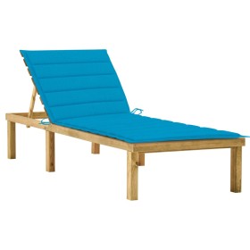 Lounger with blue cushion made of impregnated pine wood by vidaXL, Loungers - Ref: Foro24-3065853, Price: 126,99 €, Discount: %