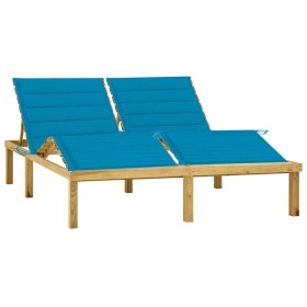 Tumbona doble y cojines madera pino impregnada azul de vidaXL, Tumbonas - Ref: Foro24-3065898, Precio: 224,41 €, Descuento: %