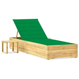 Garden lounger with impregnated pine wood table and cushion by vidaXL, Loungers - Ref: Foro24-3065929, Price: 139,02 €, Disco...